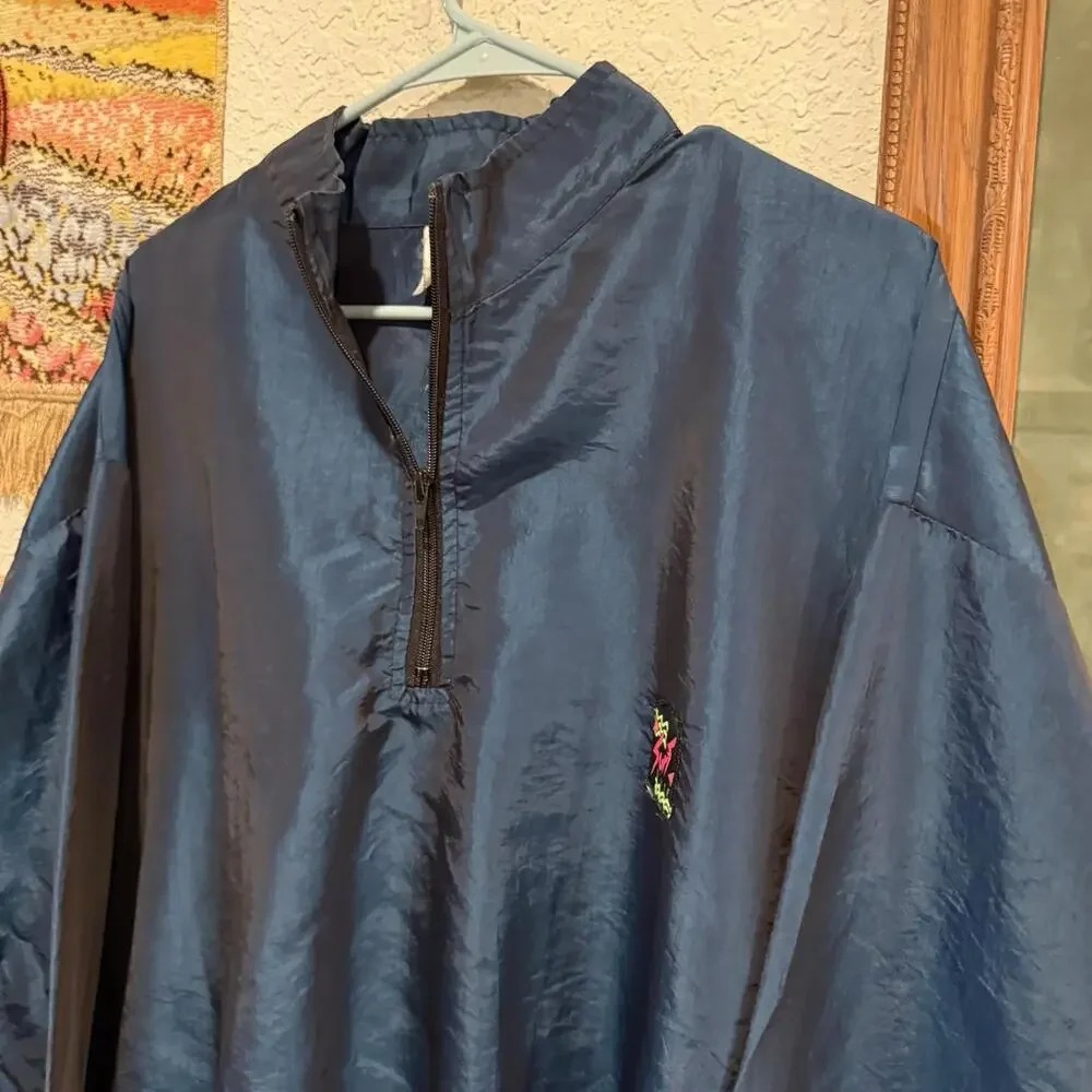 Vintage 80s/90s RARE Surf‎ Style Pullover Windbreaker Jacket One Size Blue